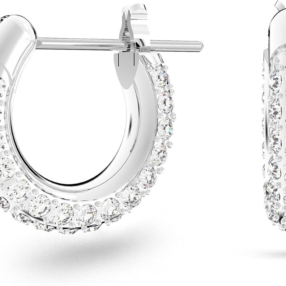 Crystal Hoop Earrings Women Petite Rhodium Sparkling Jewelry Gift